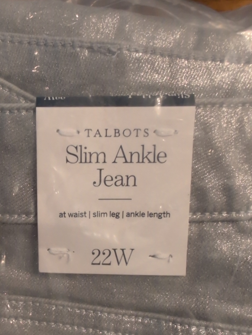 Talbots Silver Metallic Slim Ankle Jeans
